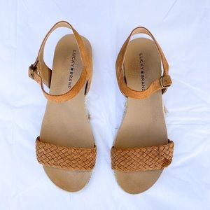 Lucky Brand brown suede woven platform sandal